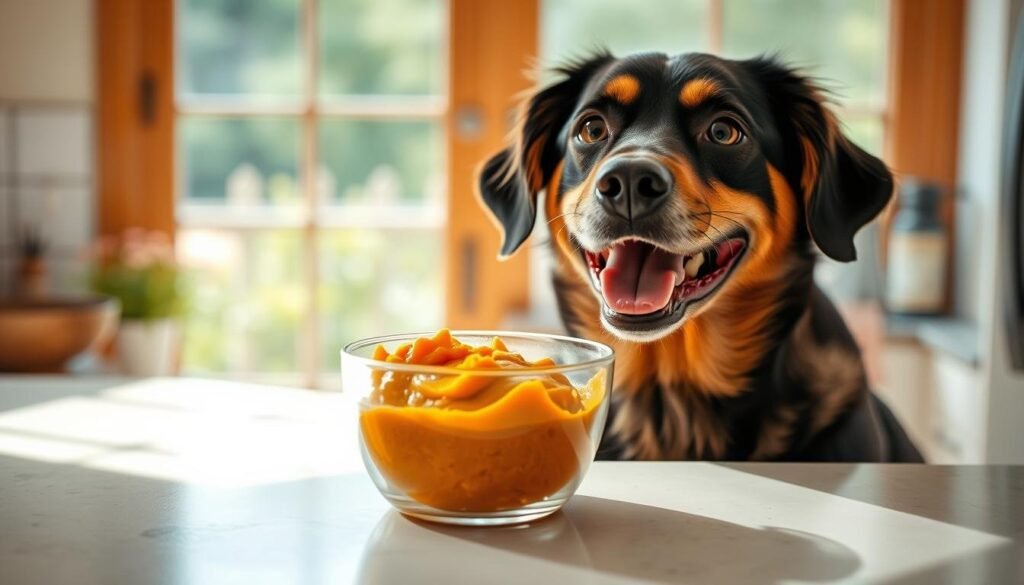 serving canned pumpkin to dogs